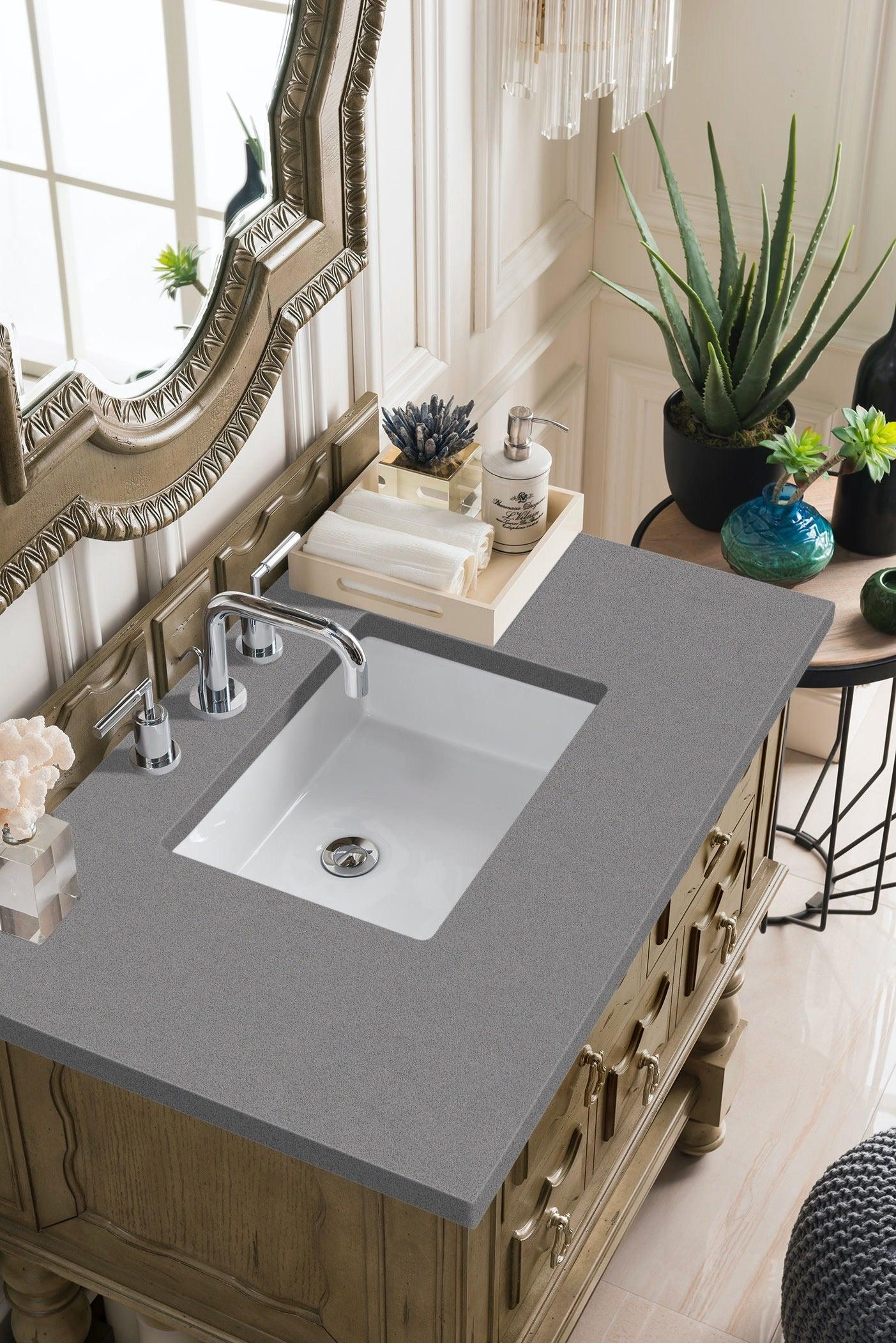 JMV Castilian 36 inch vanity empire gray with gray expo quartz countertop 