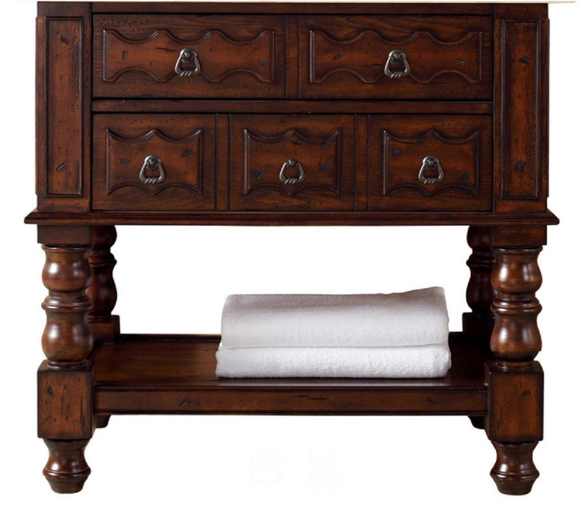 JMV Castilian 36 inch vanity aged cognac