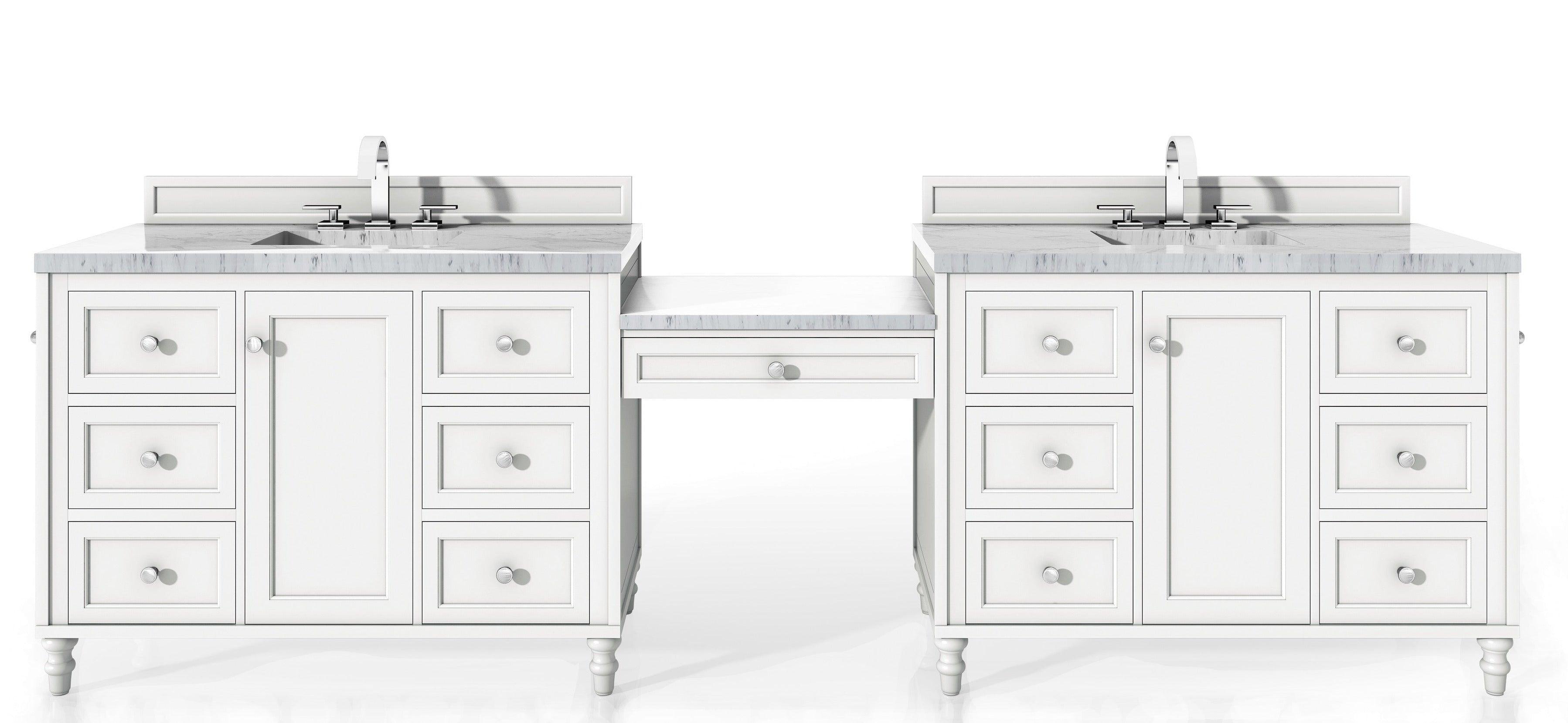 Copper Cove Encore 122" Double Vanity Set (with Makeup Table) - NJ Artisan Cabinets