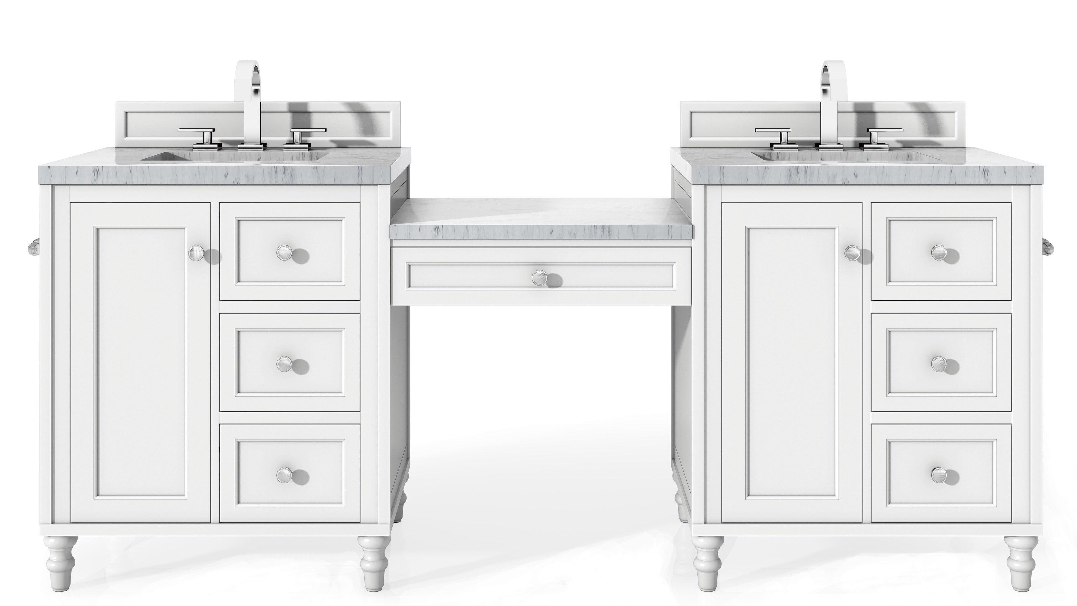 Copper Cove Encore 86" Double Vanity Set (with Makeup Table) - NJ Artisan Cabinets