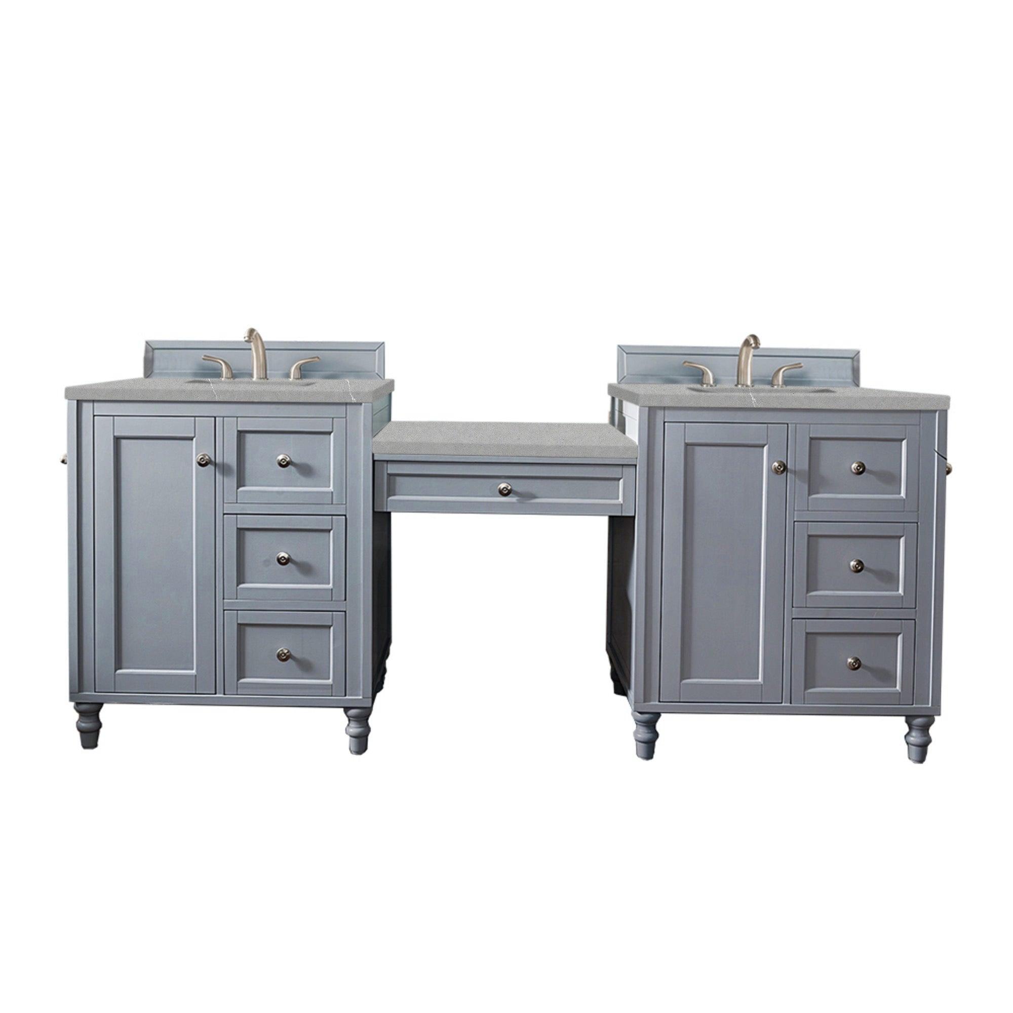 Copper Cove Encore 86" Double Vanity Set (with Makeup Table) - NJ Artisan Cabinets