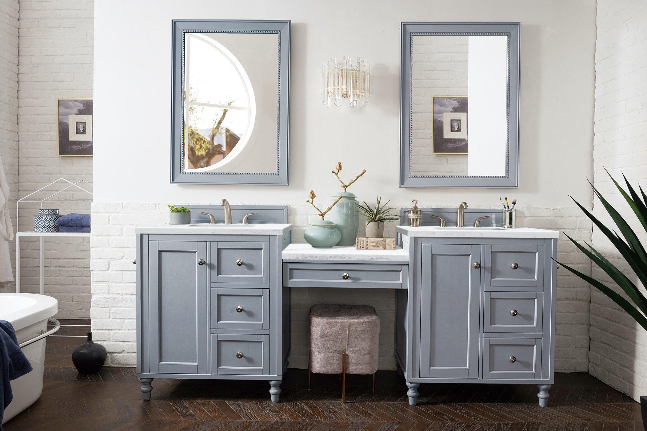 Copper Cove Encore 86" Double Vanity Set (with Makeup Table) - NJ Artisan Cabinets