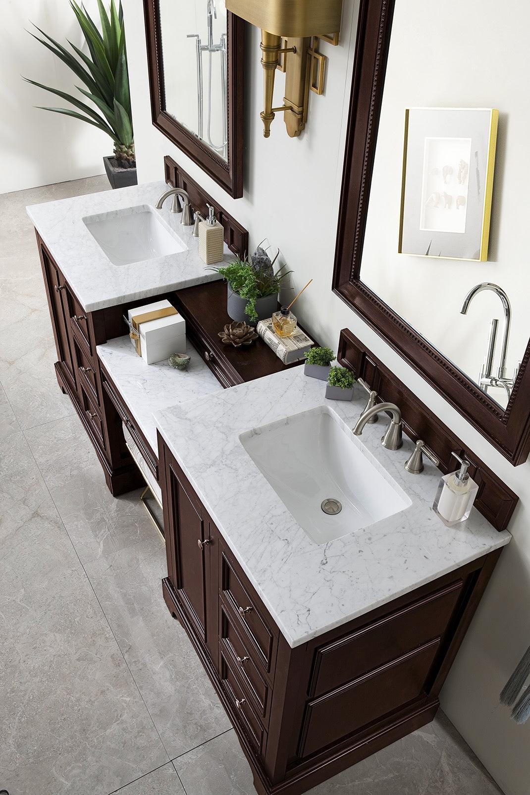 De Soto 82" Double Vanity Set (with makeup table) - NJ Artisan Cabinets