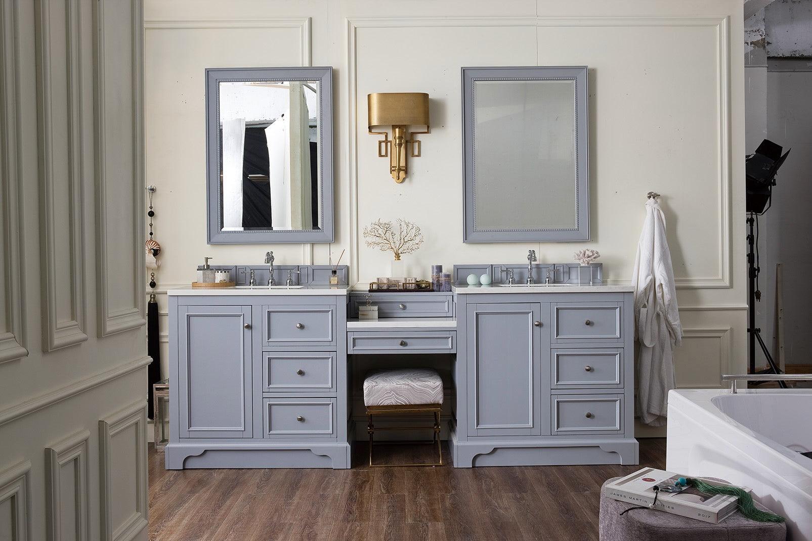 De Soto 94" Double Vanity Set (with makeup table) - NJ Artisan Cabinets