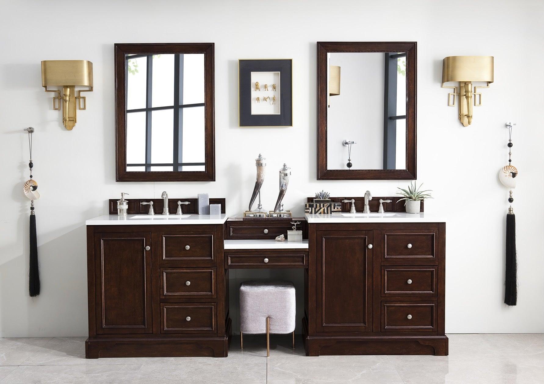 De Soto 94" Double Vanity Set (with makeup table) - NJ Artisan Cabinets