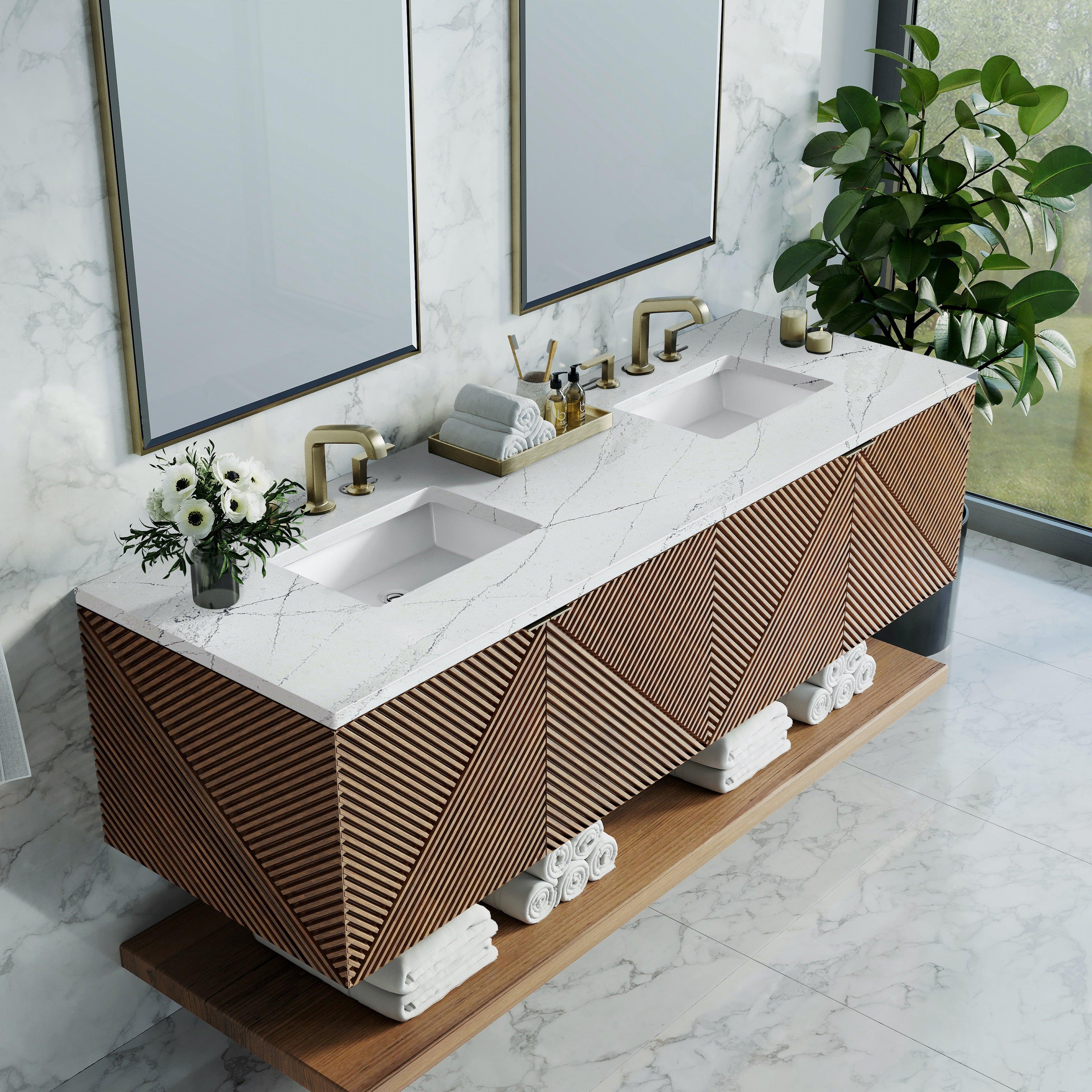 JMV Marcello 72 inch vanity chestnut ethereal noctis quartz countertop