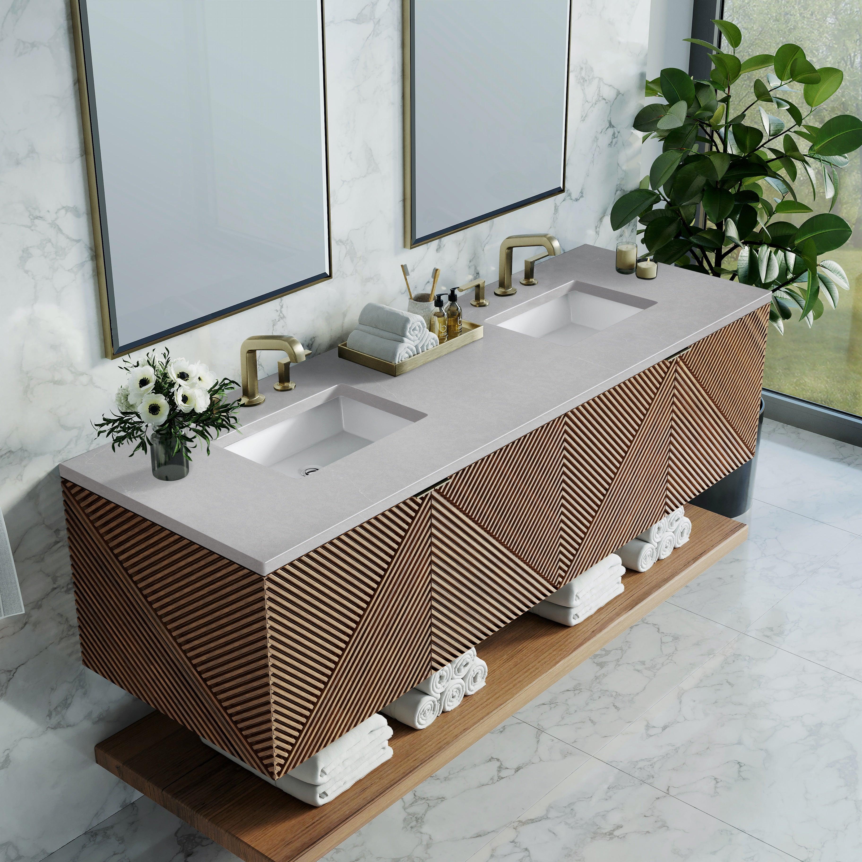 JMV Marcello 72 inch vanity chestnut eternal serena quartz countertop